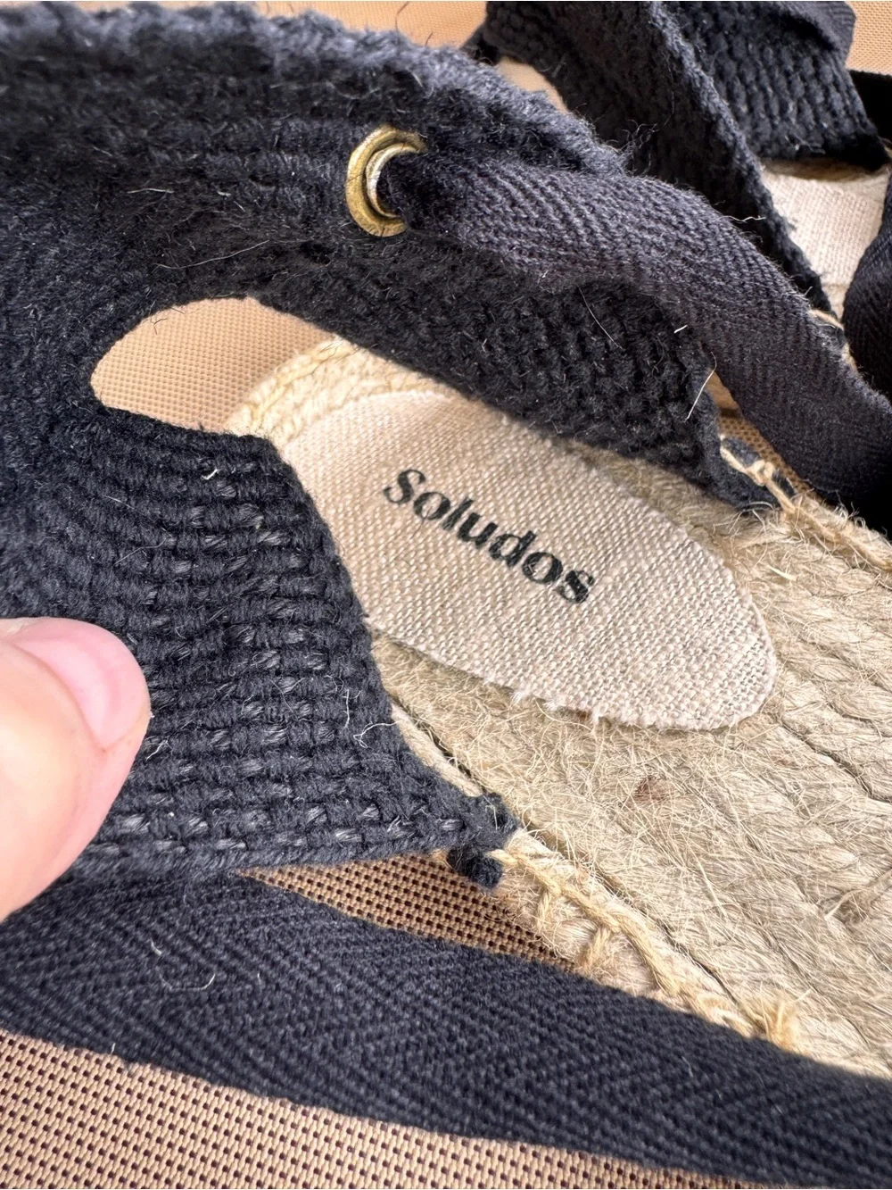 Soludos Lauren Lace Up Espadrilles Noche Black Linen EU 40 US 9-9.5 NEW